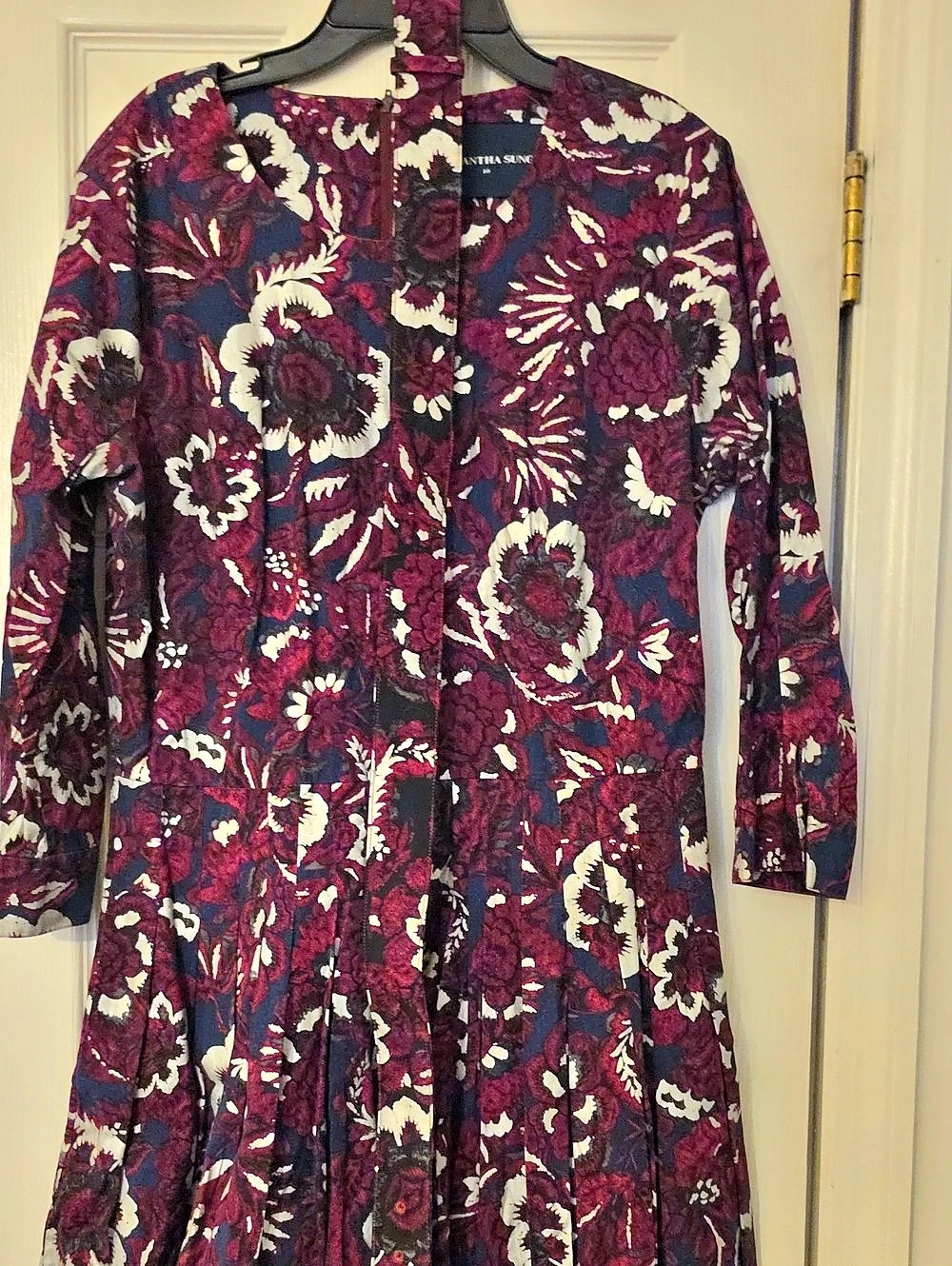 Samantha Sung Floral Maxi Dress in Burgundy & Blue Size 10